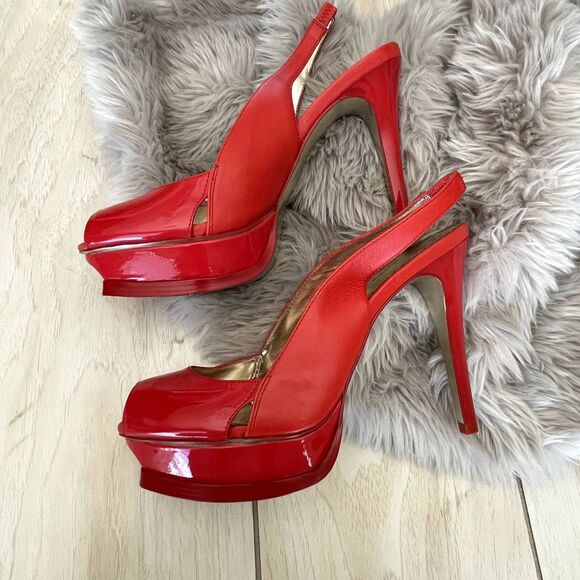 Bebe Red Patent Leather Stiletto Heels Size 8.5 | Brand New in Box | Bold & Chi - Picture 1 of 10